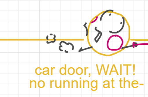 A panel from Running Duos, episode four of the Board Boards object show by Furretwalk/WalkingFurret.